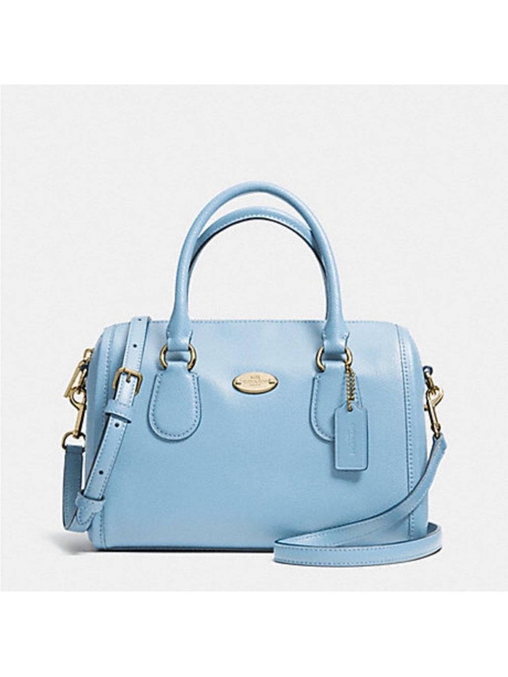 Coach Light Blue Leather Satchel with Gold Hardware
